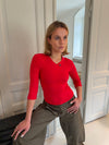 Tovina bluse med trekvartærmer - Rød