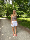 Merle one shoulder top med blonde - Brun