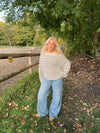 Calva striktrøje med striber - Beige/sort