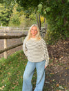 Calva striktrøje med striber - Beige/sort