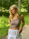 Merle one shoulder top med blonde - Brun