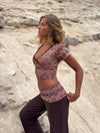 Cosima top med glimmer - Brun/beige/pink
