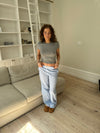 "you look good" label bukser - Blå/hvid