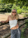 Merle one shoulder top med blonde - Hvid