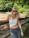 Merle one shoulder top med blonde - Hvid