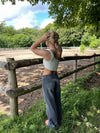 Merle one shoulder top med blonde - Hvid