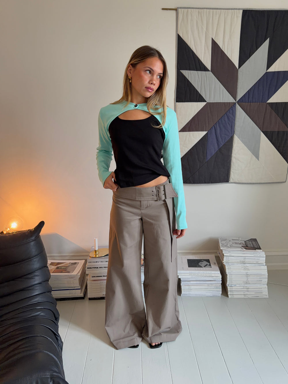 Tabea bukser med bælte - Taupe