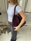New York flettet taske - Bordeaux/lilla