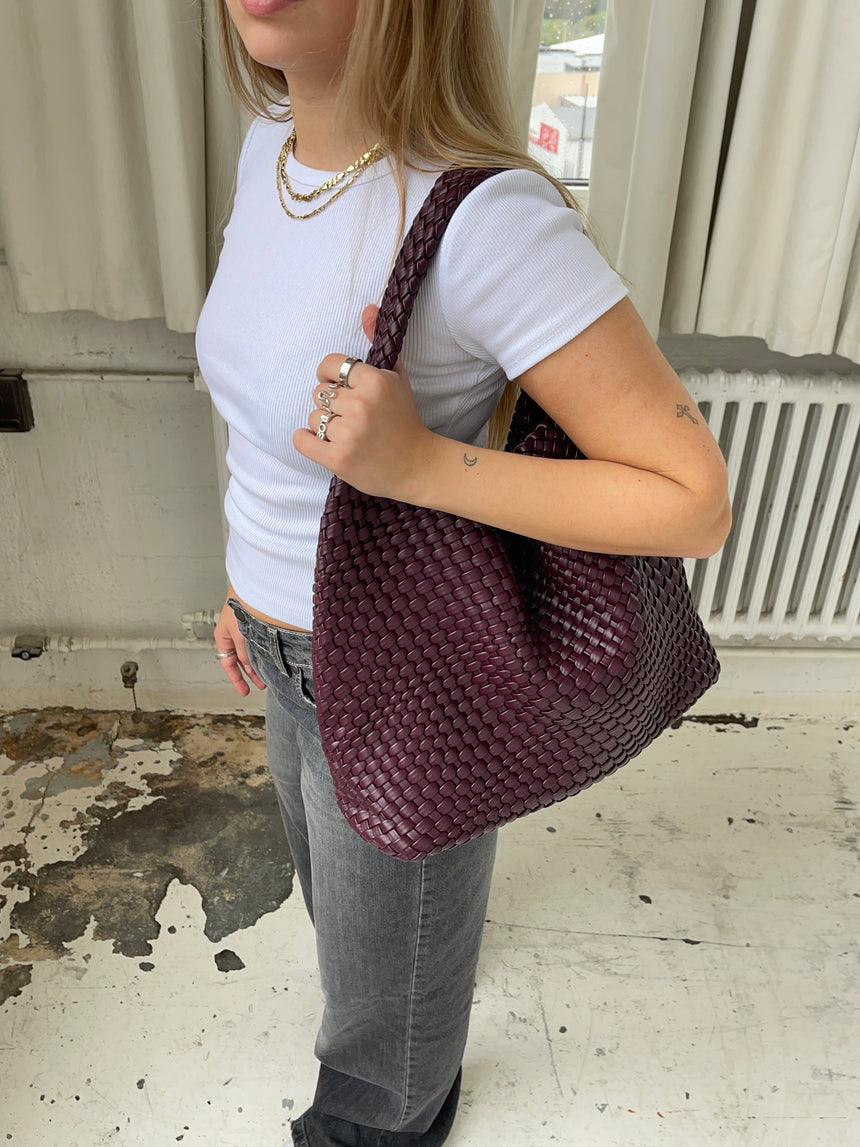 New York flettet taske - Bordeaux/lilla