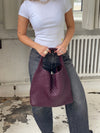 New York flettet taske - Bordeaux/lilla