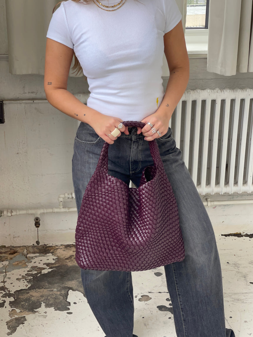 New York flettet taske - Bordeaux/lilla