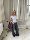 New York flettet taske - Bordeaux/lilla
