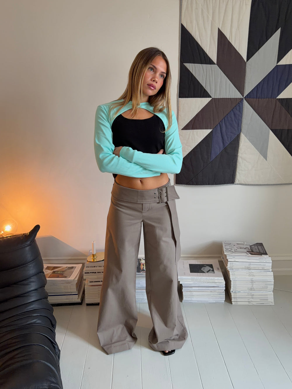 Tabea bukser med bælte - Taupe