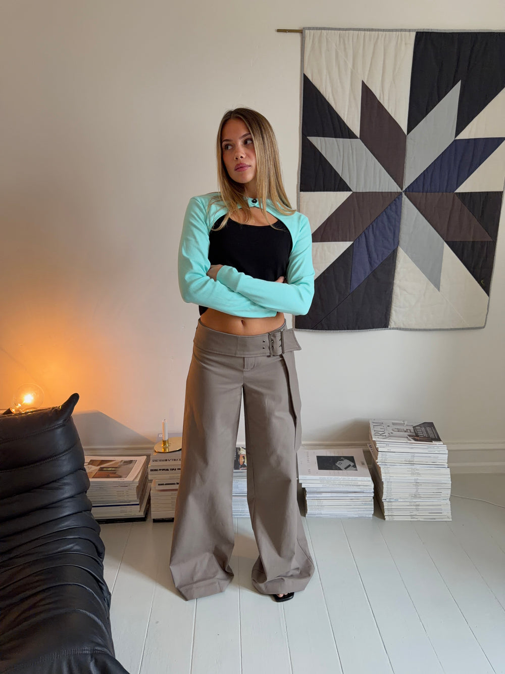 Tabea bukser med bælte - Taupe
