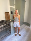 "Day dreamin'" shorts med striber - Blå/hvid