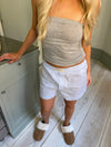 "Day dreamin'" shorts med striber - Blå/hvid