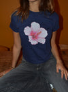 "Lyserød hibiscus" baby tee - Navy