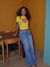 "Hibiscus" baby tee - Gul