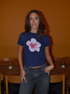 "Lyserød hibiscus" baby tee - Navy