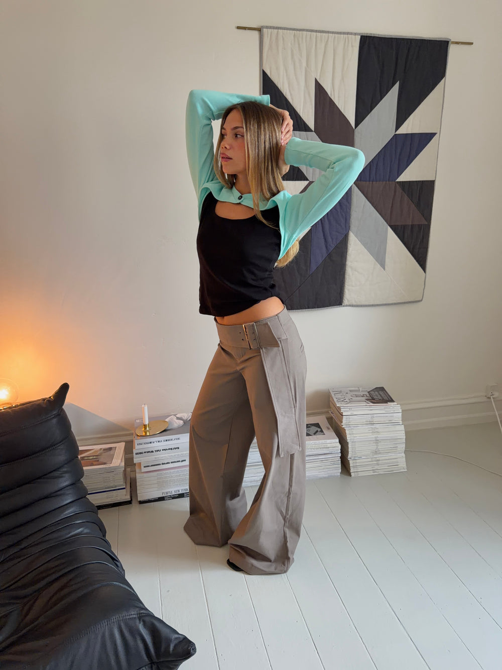 Tabea bukser med bælte - Taupe