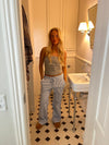 Nancy sweatpants med striber - Hvid/blå