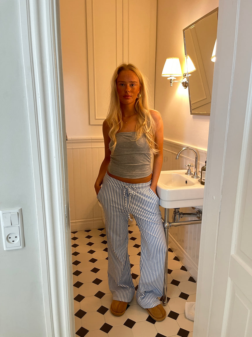 Nancy sweatpants med striber - Hvid/blå