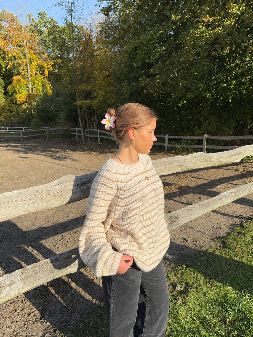 Candie striktrøje med striber - Beige/brun