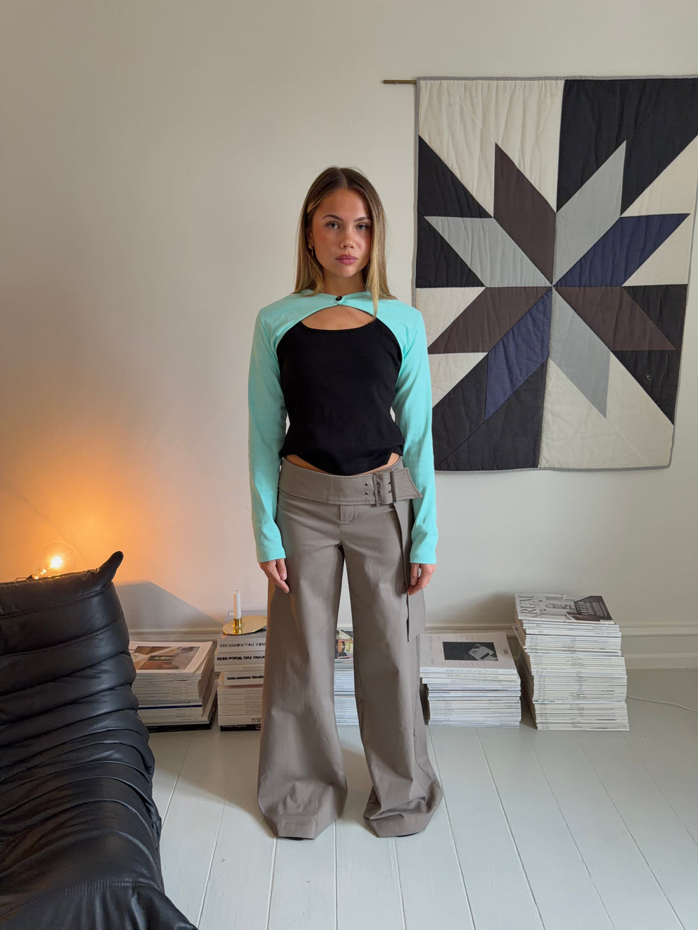 Tabea bukser med bælte - Taupe