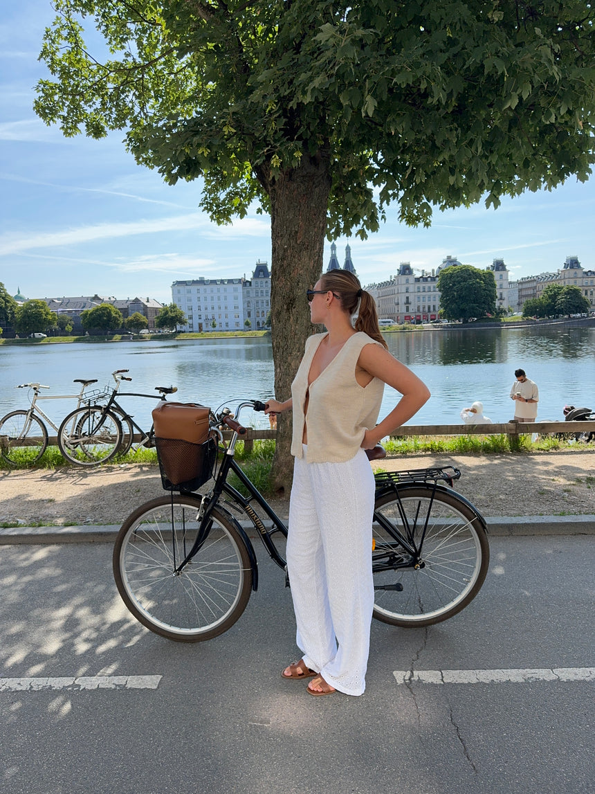 Mathilde Ravn bukser med småt broderi - Hvid