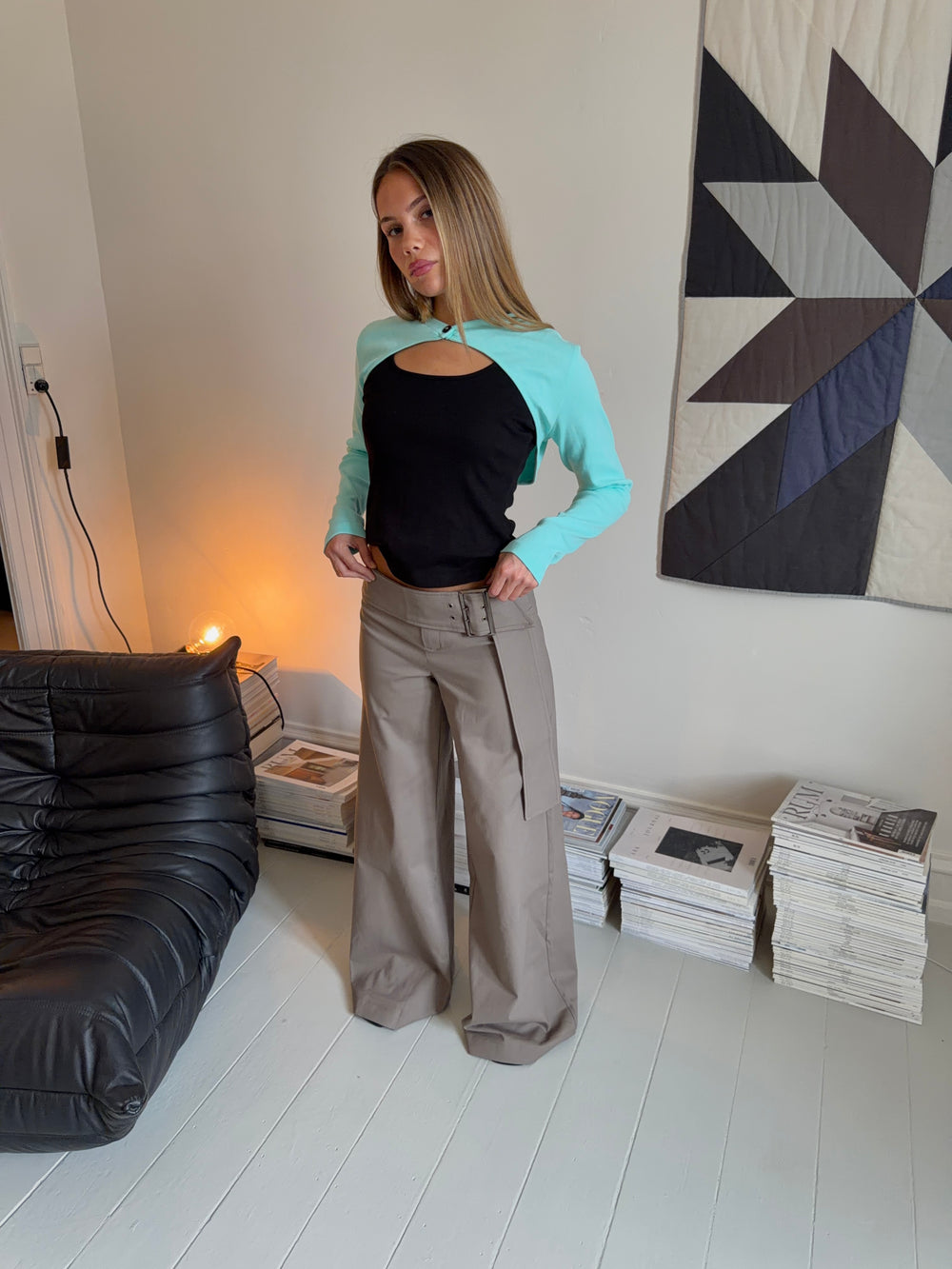 Tabea bukser med bælte - Taupe
