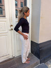 Hilja stribede hørbukser - beige