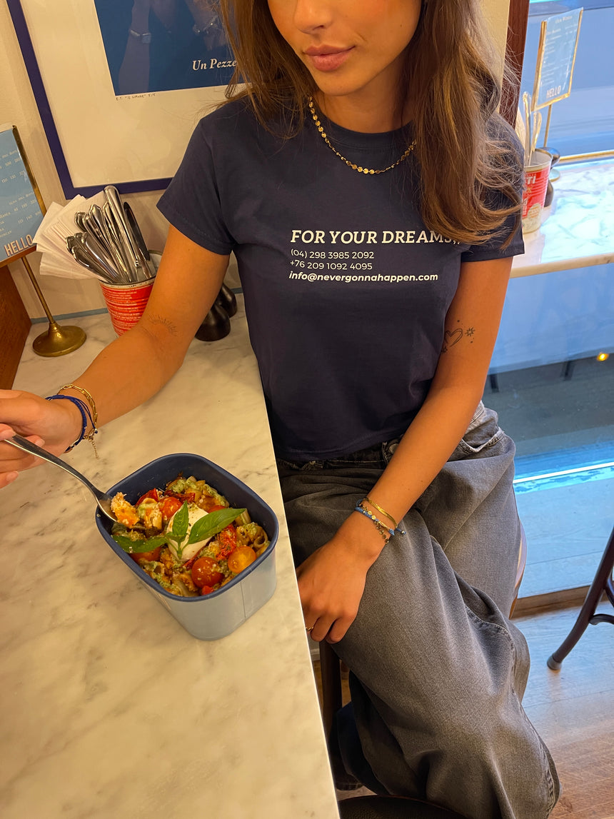 "For your dreams;)" baby tee - Navy