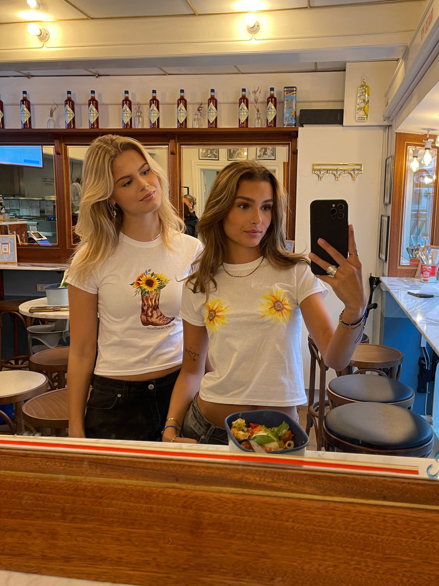 "Be my sunflower" baby tee - Hvid