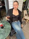 Mandaline tanktop med blondedetalje - Sort