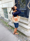 Strandtaske i flet - Beige