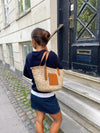 Strandtaske i flet - Beige