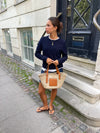 Strandtaske i flet - Beige