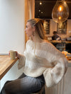 Manda stribet strik - Beige/hvid