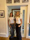 "Pink lilje" baby tee - Hvid