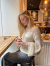 Manda stribet strik - Beige/hvid