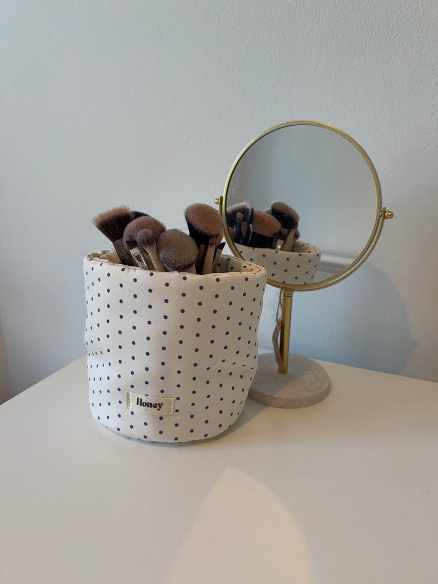 Honey lille opbevaring med prikker - Hvid/blå