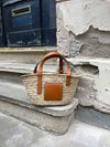 Strandtaske i flet - Beige