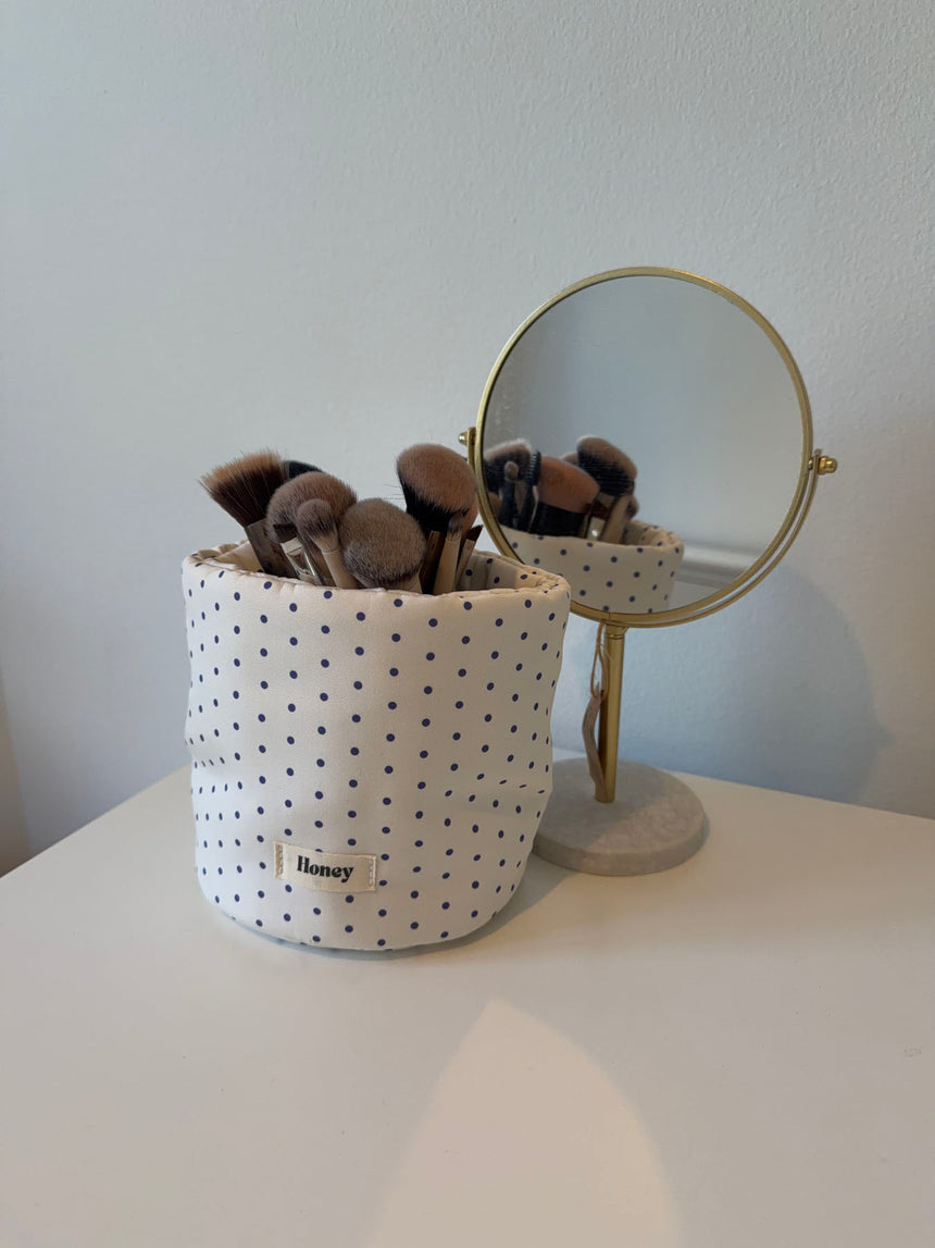 Honey lille opbevaring med prikker - Hvid/blå