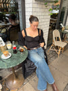Mandaline tanktop med blondedetalje - Sort