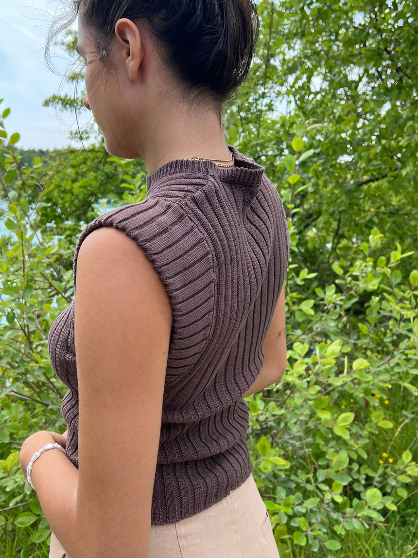 Deluna bluse i strik - brun