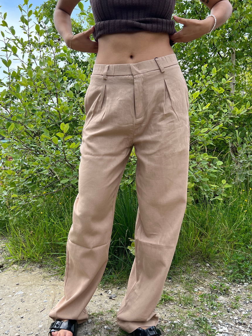 Lisette bukser i hørblanding - Beige