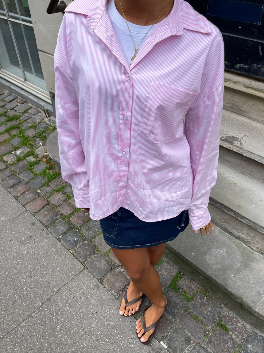 Kendall skjorte med striber - Lyserød/hvid