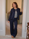 Callie satin cardigan - Navy