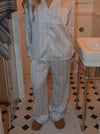 Sabine satin pyjamasbukser - Lyseblå