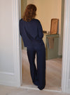 Callie satin bukser - Navy